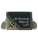 Fashion Women Shoulder Bag Letters PU Leather Flap Messenger Bags (Green)