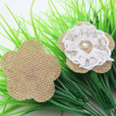 10pcs Handmade Jute Hessian Burlap Flower With Lace Rose Hat DIY Craft SWG