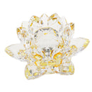 Crystal Lotus Flower Crafts Paperweights Buddhist Feng Shui Ornaments Yellow