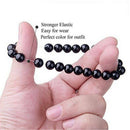 100% Natural Black Onyx Bead Real Stone Mens Stretch Elastic Bracelet 8mm Hot