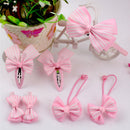 7 Pcs/set Girls Bow Hair Accessories BB Folder Headband Hair Rope Random JR