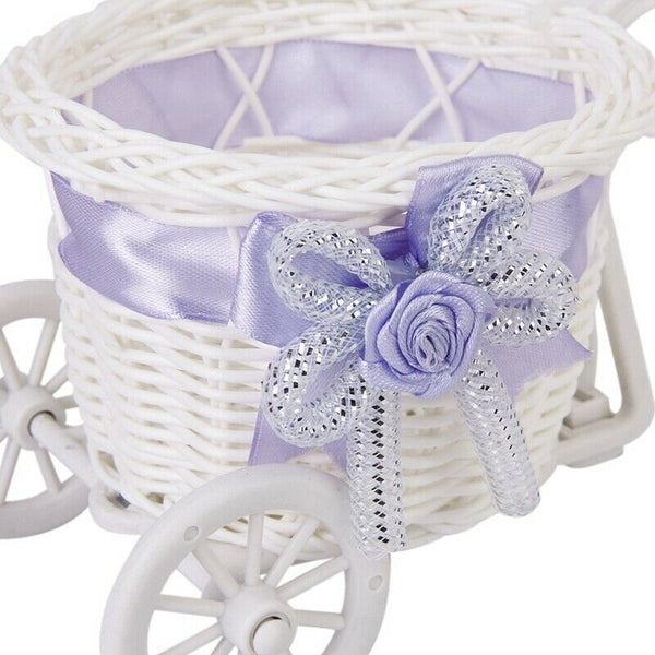 Tricycle Flower Basket Wicker for Flower Vase and Gift Decoration Storage -