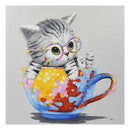 5D DIY Full Drill Diamond Painting Cup Cat Cross Stitch Embroidery Ornament
