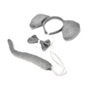 Elephant Animal Set Zoo Farm Jungle Safari Headband Ears Bow Tail Fancy Dress Hn