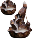 Ceramic Incense Burner Backflow Cones Sticks Holder Porcelain Lotus Pond Ce