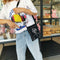Canvas Women Shoulder Crossbody Bag Cartoon Printed Daily Handbag (Black) A