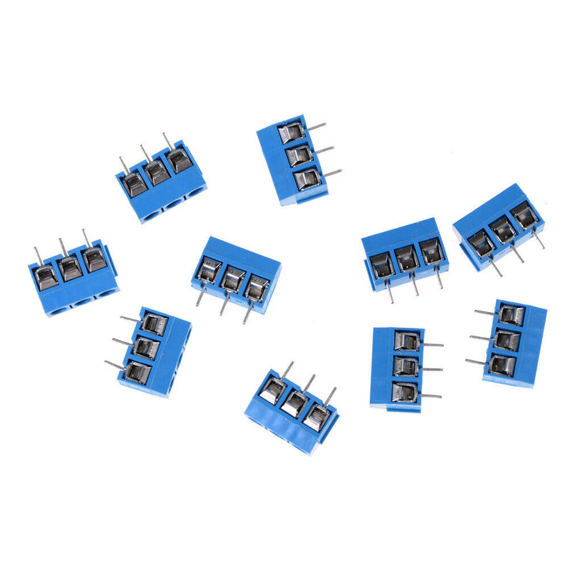 10X KF301-3P Pitch 5.0mm Straight Pin PCB 3Pin Screw Terminal Block Connector JR