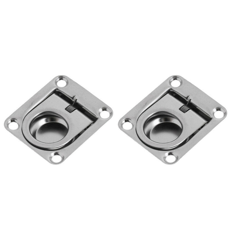 2Pcs Deck Hatch Flush Ring Pull Latch Handle Stainless Steel 2-1/4'' x 2-5/8''