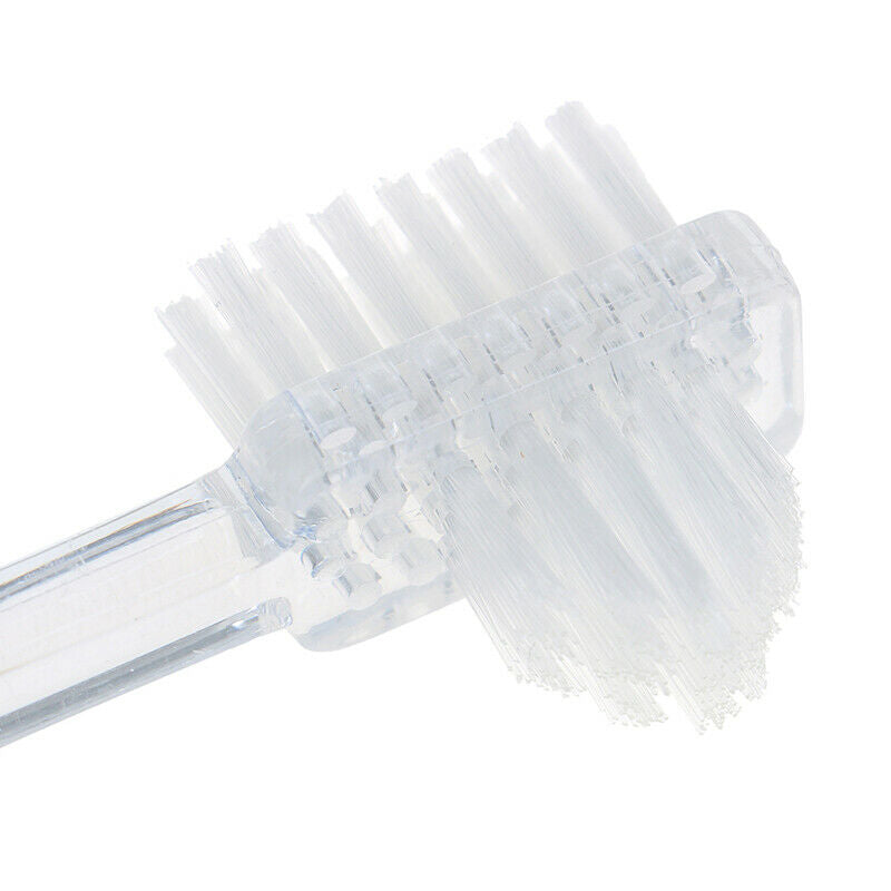 Double Side Denture Brush Ultra Soft Bristle Head False Teeth Toothbrush Oral Nw