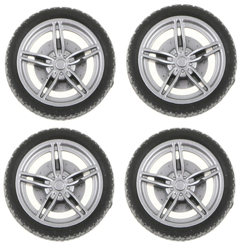 40mm 5 Spoke Plastic Hub Wheel Rim & Tires RC Car Buggy Tyre, Pack Of 4