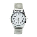 36mm Big Face Black Number White Dial Elasticity Stainless Steel Wrist Watch