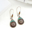 Bohemian Ethnic Style Hollow Pendant Earrings Wooden Beads Natural Stone Cr N2U2