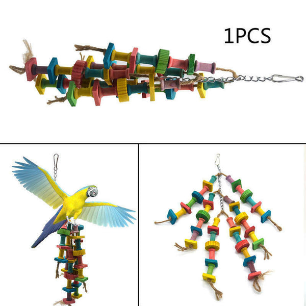 Colorful Parrot Toys Macaw Cage Chew Toys For Parrots Birds Conure Swing