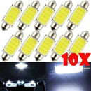 10 x12V LED 36MM Festoon Interior Car Cob Light Bulb Bright White Dome Globe LED