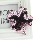5X(Four Leaf Clover Key Ring Keychain Glitter Pompom Sequins Key Chain Gif K3A6)
