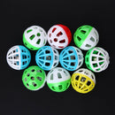 10pcs Plastic Hollow Out Round Pet Cat Colorful Ball Toys With Small Bell