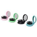 4Pcs Portable Plastic Round Folding Pocket Hair Brush Mini Hair Comb with M