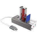 USB Typc C to 3 port USB 2.0 hub splitter TF card SD card Reader gray