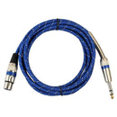3Pin XLR Female to 1/4" 6.35mm TRS Male Balanced Stereo Audio Mic Cable 1m