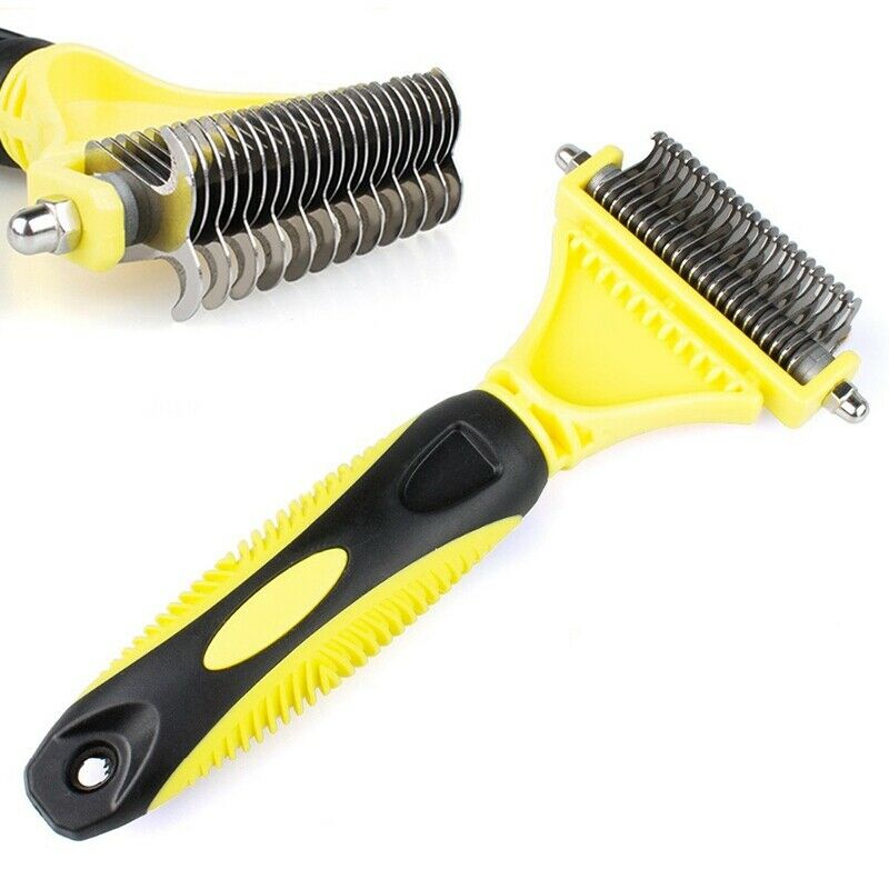 Double Sided Pet Dematting Comb | Stainless Steel Grooming Brush for Small,