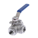 L-Port 304 Stainless Steel Three-way Ball Valve for Water Gas Steam DN15