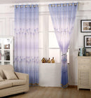 Blue Roses Polyester Voile Lattice Curtains Window Blinds Beads Trims 1x2.5M