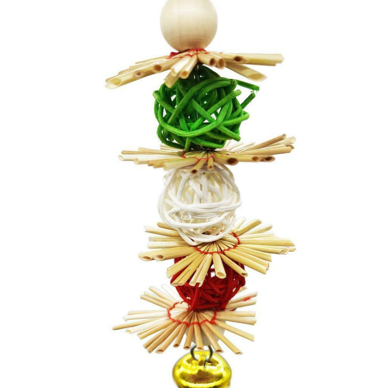Parrot Bird Toys Natural Straw Chew Toys Birds Hanging Bells Toys