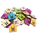 100Pcs Colorful House Shape 2 Holes Wooden Sewing Button For DIY Accessories