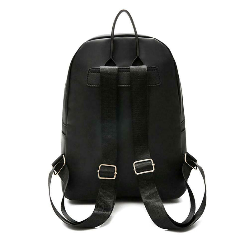 2pcs/set Women Nylon Backpack Clutch Preppy Solid Shoulder Schoolbags Purse A