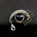 Prom Gem Rhinestone Crystal Angel Eye Tear Drop Brooch Fancy Pin Decor Part F5X5