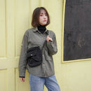 Winter Women Corduroy Flap Bag Female Canvas Zipper Shoulder & Crossbody Ba