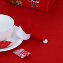 10pcs Santa Claus Hat Red Wine Soft Christmas Bottle Cover For Christmas