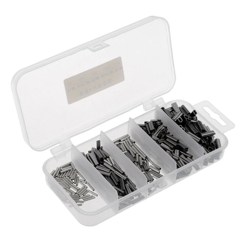 500Pcs Fishing Crimps Sleeves Full Size Kit Leader Rigging Tackle Connector