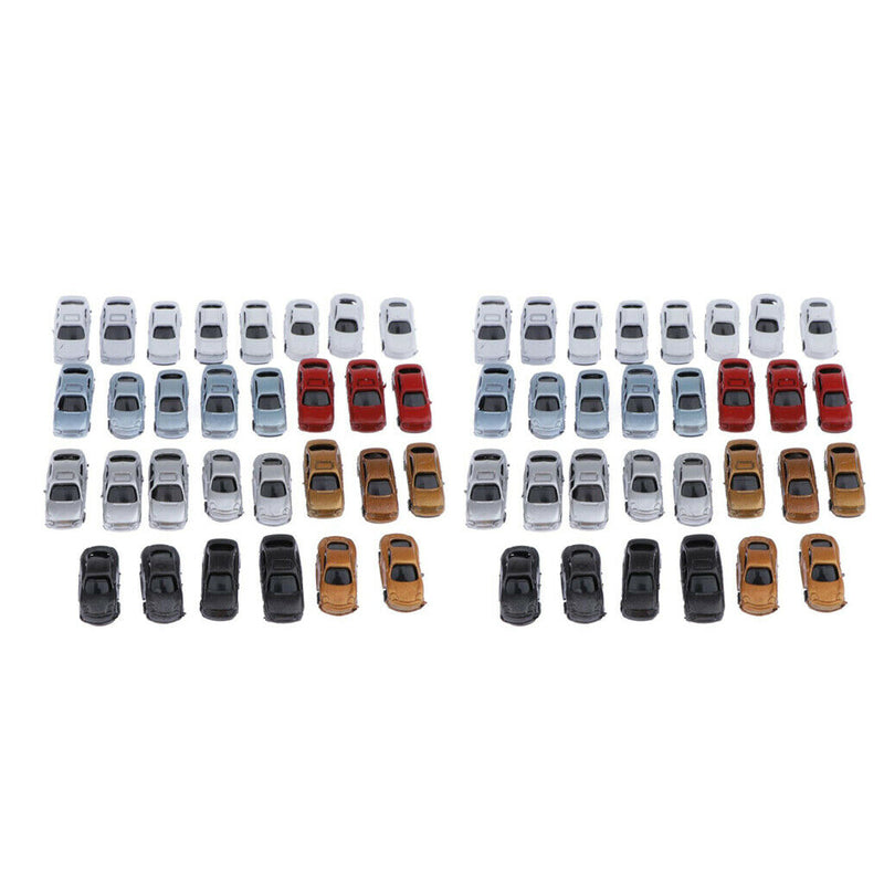 60x 1:200 Plastic Car Mini Street Parking Scenery Landscape Layout Accessory