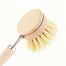 Wear Resistant Kitchen Dish Brush Retro Wooden Pot Brush with Long Handle -