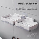 Double Layers Powerful Suction Cup Soap Dish Holder Wall Mounted for Bathro