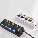 USB Hub 2.0 High Speed 4 Port USB 2.0 Hub Splitter On/Off Switch for Laptop P M&