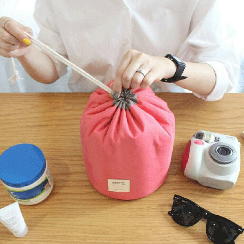 Nylon Drawstring Travel Cosmetic Bag Makeup Organizer Toiletry Bags (Red) A