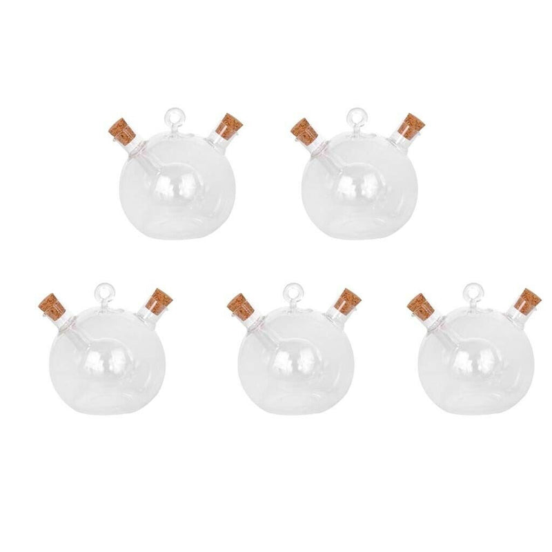 5pcs 2 Outlets Double Wall Glass Olive Oil Jar Vinegar Dispensing Bottle Pot