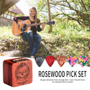 5pcs Rosewood Thumb Picks + Wooden Picks Storage Box for Ukulele Electric Guitar