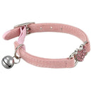 Heart charm and bell cat collar safety elastic adjustable with soft velvet  J3R5