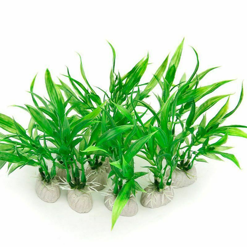 10 Pack Artificial Aquarium Plants, 10cm Height Fish Tank Decorations Home  C9L9
