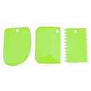 3 PLASTIC CAKE SCRAPERS FONDANT BAKING PLAIN SMOOTH JAGGED EDGE(Green) B4U4