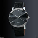 Classic Luxury Men's Leather Strap Crystal Dial Casual Analog Quartz Wrist Watch