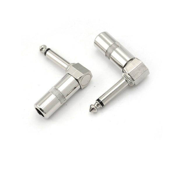 2pcs 1/4" 6.35mm 90 Degree Angle Male Mono Phone Plug Guitar Audio Connectors JR