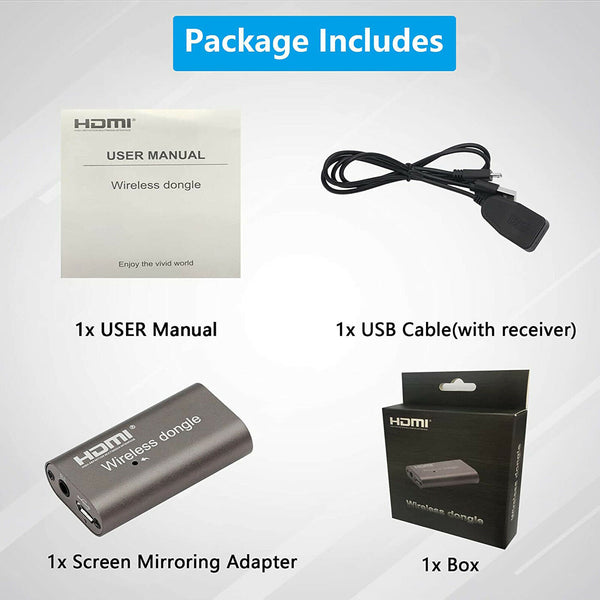 Portable WiFi HDMI Wireless Display Dongle for iOS Android Easy to Use