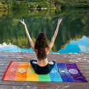 Tassel Rectangle Swimming Bath Spa Beach Towel Yoga Mat Quick Dry Rainbow Print