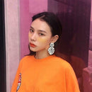 Hollowed Leaf Dangle Ear Stud Elegant Women Drop Earrings Jewelry (White)