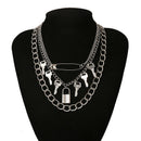 Gothic Big Lock Key Angel Pendant Necklace Punk Hip Hop Choker Necklace Jew3 Gw