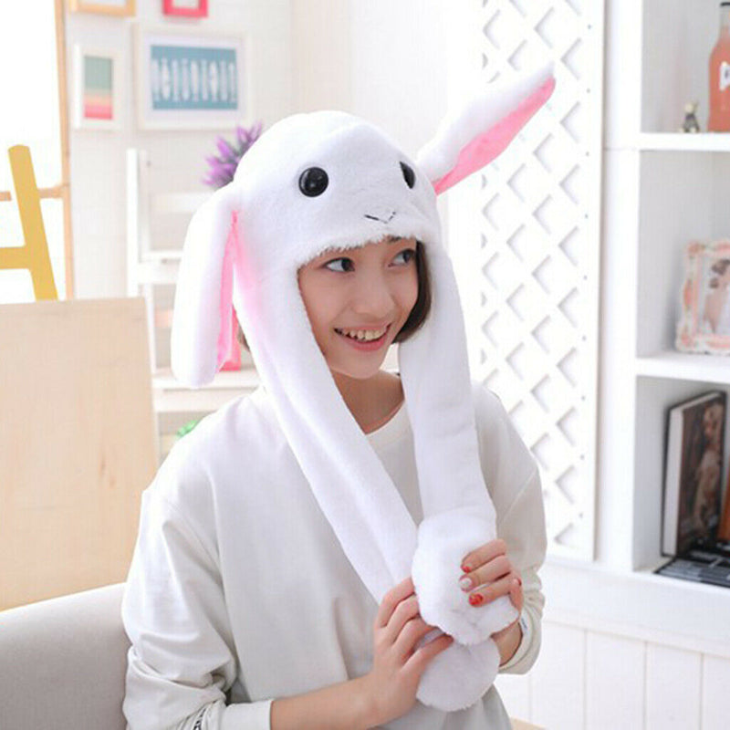 Bunny Head Hat Ears Moving Cute Super Soft Plush Animal Hat Gift for Children &